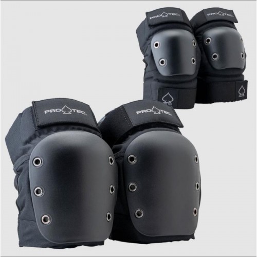 Pro-Tec Pads. Street Knee/Elbow Pad Set Open Black M ADULT